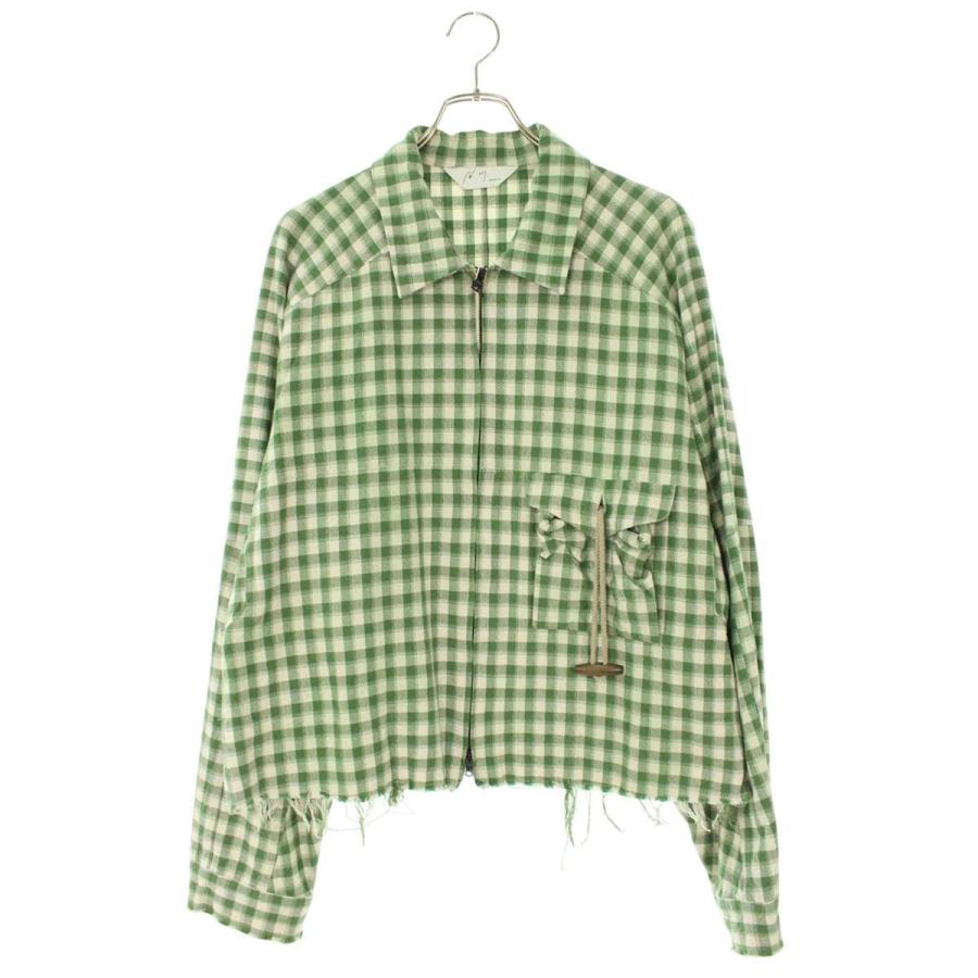 アンセルム ANCELLM  25SS  C/R CHECK ZIPUP SHIRT/ANC-SH53-B カットオフ加工チェック柄ジップアップショートブルゾン メンズ 3 アンセルム サイズ:3 25SS C R CHECK ZIPUP SHIRT ANC-SH53-B カット