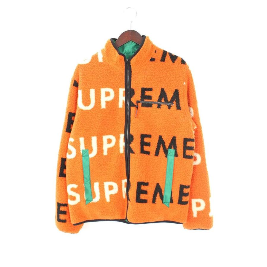 supreme reversible logo fleece jacket orange