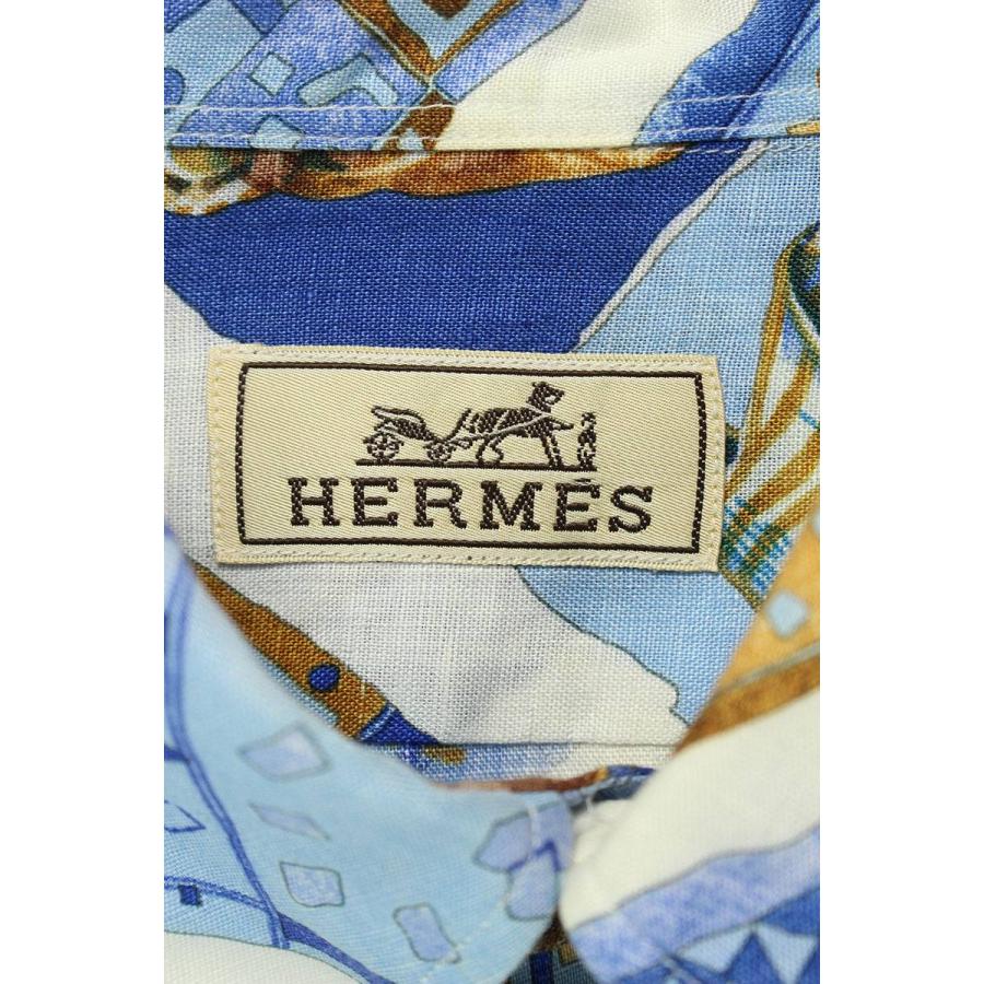 エルメス HERMES サイズ:42 総柄リネン長袖シャツ 中古 SB01 :10312