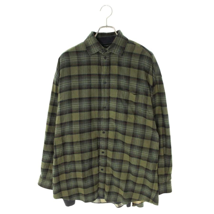バレンシアガ サイズ:1  24AW  794656 TQM20 チェック柄レイヤードオーバーサイズ長袖シャツ 中古 SB01 BALENCIAGA（バレンシアガ） 長袖シャツ 24AW 794656 TQM20 サイズ:1