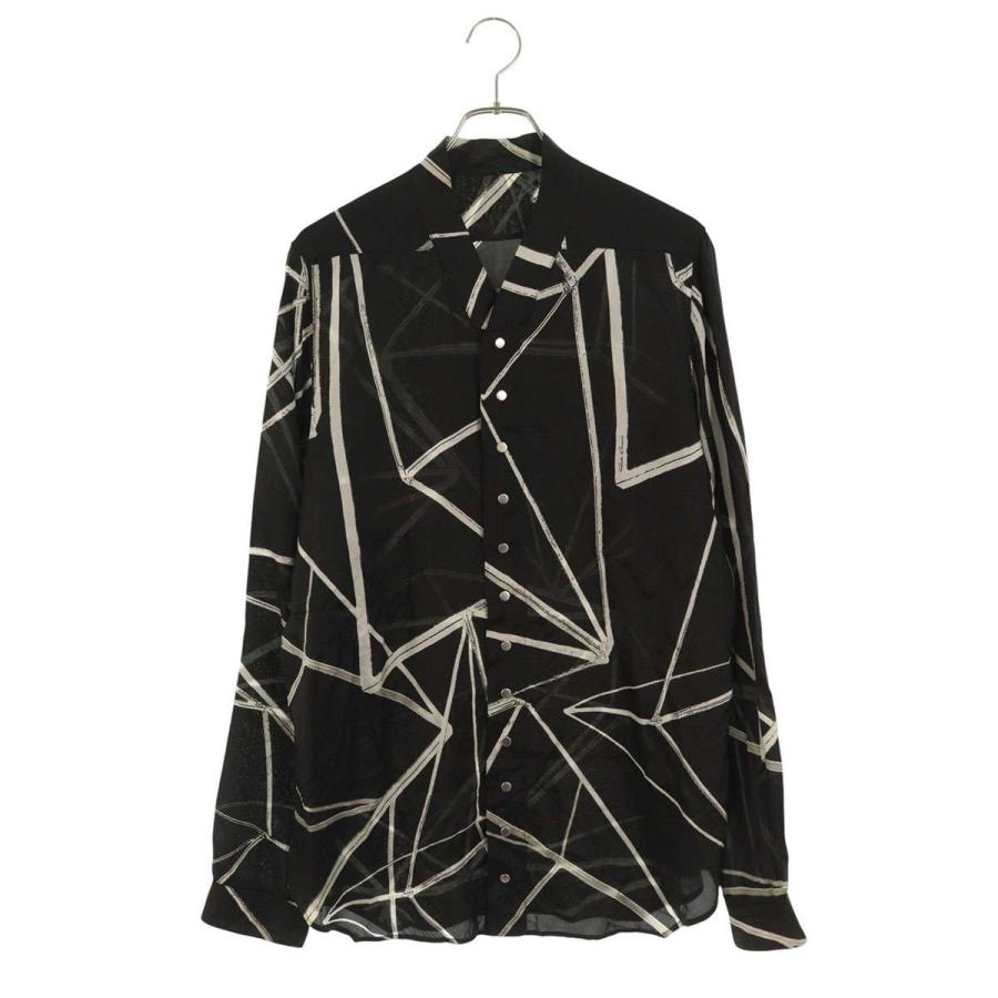 リックオウエンス サイズ:50  22SS  RU01B1290-JP1 スナップドローコード柄長袖シャツ 中古 SB01 Rick Owens（リック・オウエンス） サイズ:50 22SS RU01B1290-JP1