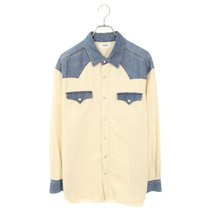 セリーヌ サイズ:M  22SS  2T227362M デニム切り替えウエスタン長袖シャツ 中古 OM10 CELINE（セリーヌ） 長袖シャツ サイズ:M 22SS 2T227362M デニム