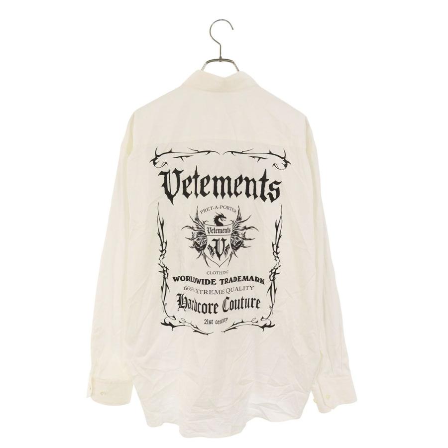 ヴェトモン サイズ:S  UA52SH500W ロゴプリント長袖シャツ 中古 OM10 VETEMENTS（ヴェトモン） サイズ:S UA52SH500W ロゴプリント長袖シャツ