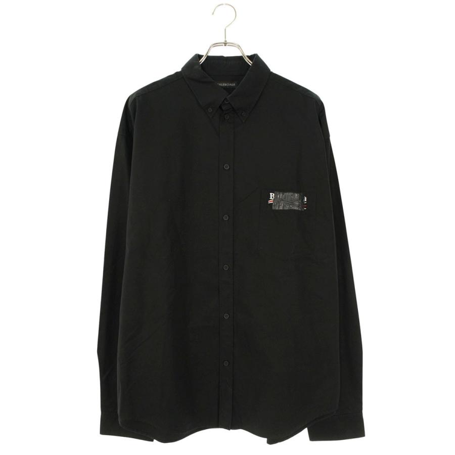 バレンシアガ サイズ:40  719874 TYB18 キャンペーンロゴ刺繍オーバーサイズ長袖シャツ 中古 SB01 BALENCIAGA（バレンシアガ） 長袖シャツ サイズ:40 719874 TYB18