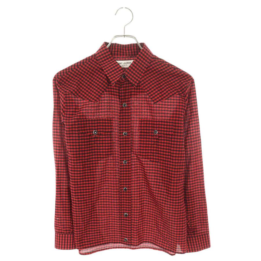13AW サンローランパリ オーバーサイズ チェックシャツ 37 saint