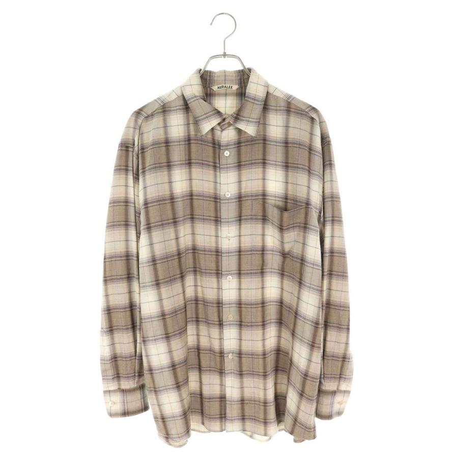 オーラリー サイズ:5  A23AS01LC チェックウール長袖シャツ 中古 BS99 AURALEE（オーラリー） サイズ:5 A23AS01LC チェックウール長袖シャツ