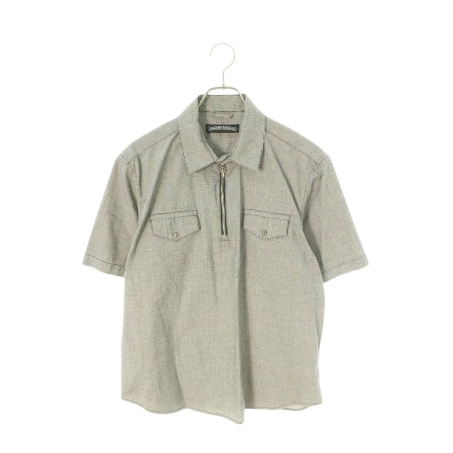 クロムハーツ ダガーハーフジップクロスパッチ付き半袖シャツ メンズ Ｍ(JVP） クロムハーツ ダガーハーフジップクロスパッチ付き半袖シャツ