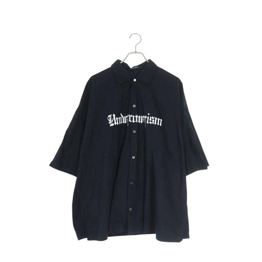【希少モデル】アンダーカバー　両面ロゴ入　前後素材切替シャツ　3 希少モデル】アンダーカバー両面ロゴ入前後素材切替シャツ3