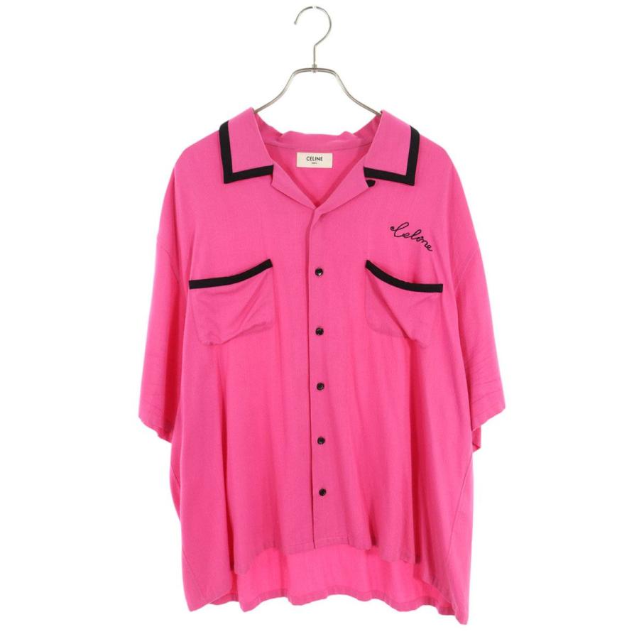 セリーヌ サイズ:41  2C831171S ロゴ刺繍ボーリング半袖シャツ 中古 OM10 CELINE（セリーヌ） サイズ:41 2C831171S ロゴ刺繍ボーリング半袖