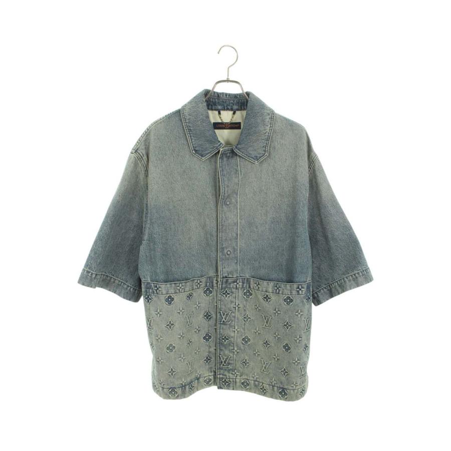 【超美品】 ルイヴィトン 半袖レインボーシャツ　Sサイズ ☆ルイヴィトン☆】レインボーモノグラム デニムシャツ (Louis Vuitton