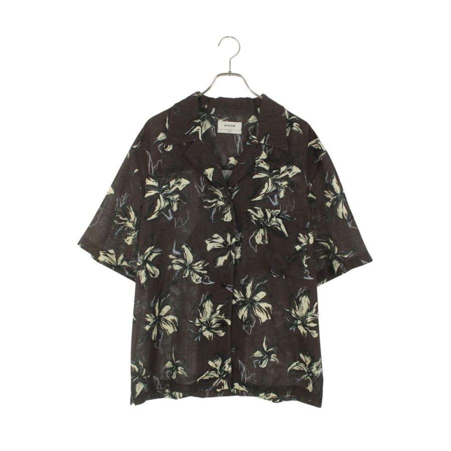 システム サイズ:M  SY2F1WSHT04W_DB ハイビスカス総柄半袖シャツ 中古 BS99 システム サイズ:M SY2F1WSHT04W_DB ハイビスカス総柄半袖シャツ 中古