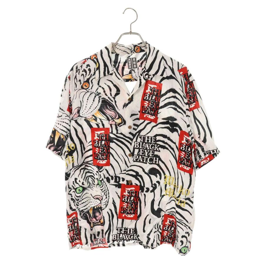 ワコマリア  ブラックアイパッチ サイズ:L  22SS  BEP TIMLEHI HAWAIIAN SHIRT WHITE タイガーモチーフレーヨン半袖シャツ 中古 BS99 WACKO MARIA（ワコマリア） ブラックアイパッチ サイズ:L 22SS BEP