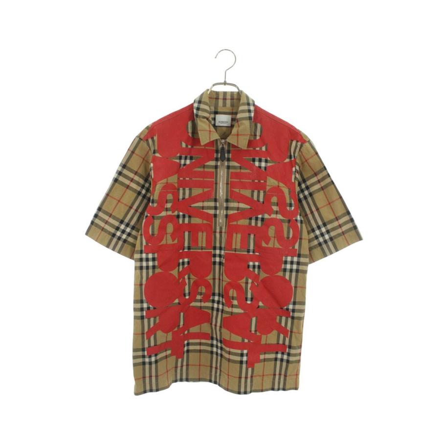 バーバリー  8052446 チェック総柄ハーフジップ半袖シャツ メンズ XS BURBERRY（バーバリー） サイズ:XS 8052446 チェック総柄ハーフジップ