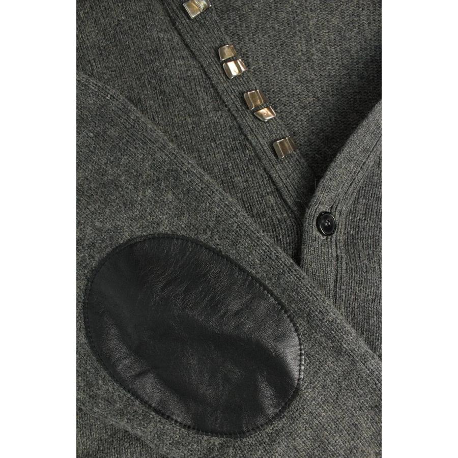 正規 Saint Laurent サンローランパリ レザーパッチ カーディガン- 正規 Saint Laurent サンローランパリ レザーパッチ カーディガン-