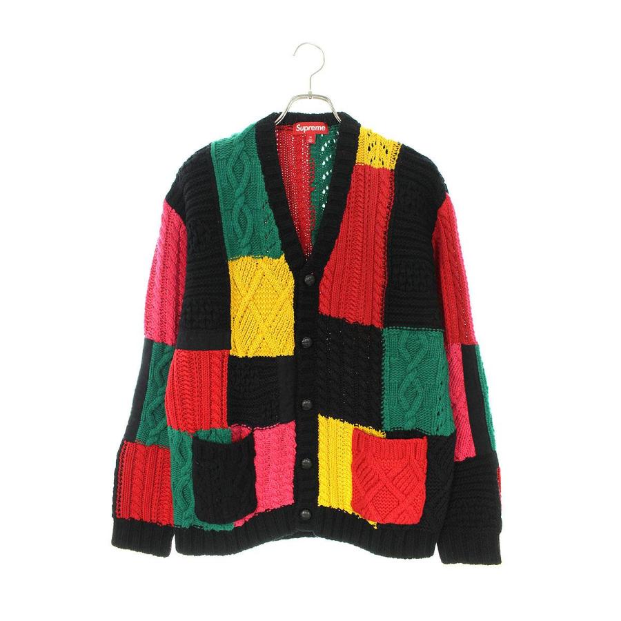 シュプリーム SUPREME 23AW Patchwork Cable Knit Cardigan サイズ:M