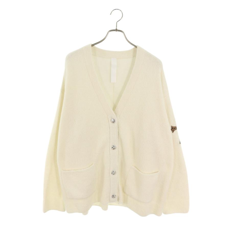 クロムハーツ サイズ:L  OVERCAST CARDIGAN ハラコクロスパッチクロスボタンカシミアニットカーディガン 中古 SJ02 CHROME HEARTS（クロムハーツ） カーディガン サイズ:L OVERCAST