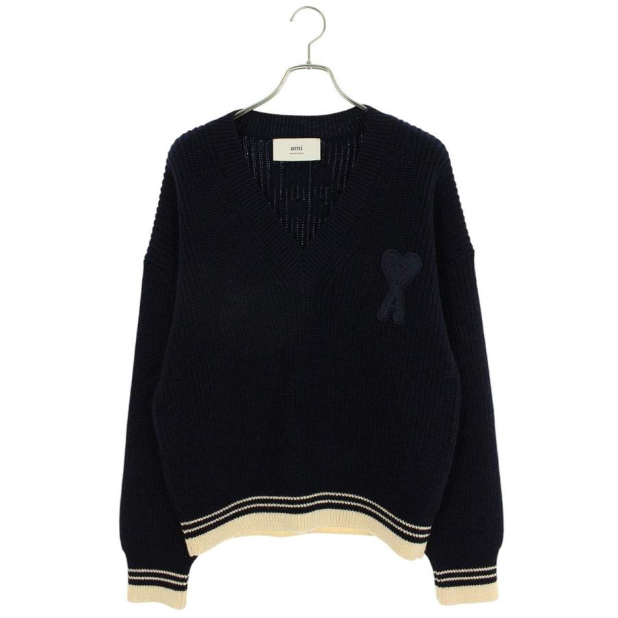 アミアレクサンドルマテュッシ サイズ:L  25SS  UKS268KN0068 136 ハートA刺繍Vネックニット 新古品 SB01 AMI Alexandre Mattiussi アミアレクサンドルマテュッシ サイズ:L 25SS