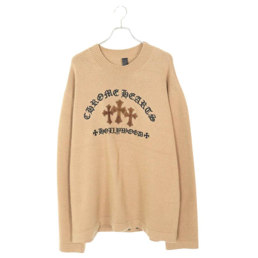 クロムハーツ サイズ:XL  SAILIN ON CHSMR ロゴ刺繍セメタリークロスパッチカシミヤニット 中古 OM10 CHROME HEARTS（クロムハーツ） サイズ:XL SAILIN ON CHSMR ロゴ刺繍
