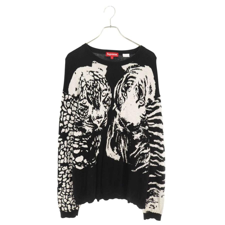 シュプリーム サイズ:L  23AW  Big Cats Jacquard L S Top ビッグキャッツジャガードニット 中古 BS99 Supreme（シュプリーム） ニット サイズ:L 23AW Big Cats Jacquard L S