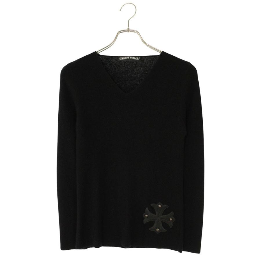 クロムハーツ サイズ:S VネックカシミヤCHプラスパッチニット 中古 SJ02 CHROME HEARTS（クロムハーツ） ニット サイズ:S VネックカシミヤCH