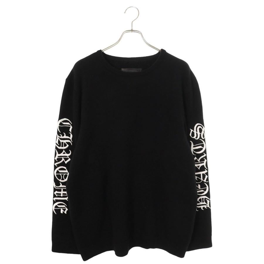 クロムハーツ サイズ:L 袖ロゴ刺繍カシミアニット 中古 OK15 CHROME HEARTS（クロムハーツ） サイズ:XL 袖ロゴ刺繍カシミアニット