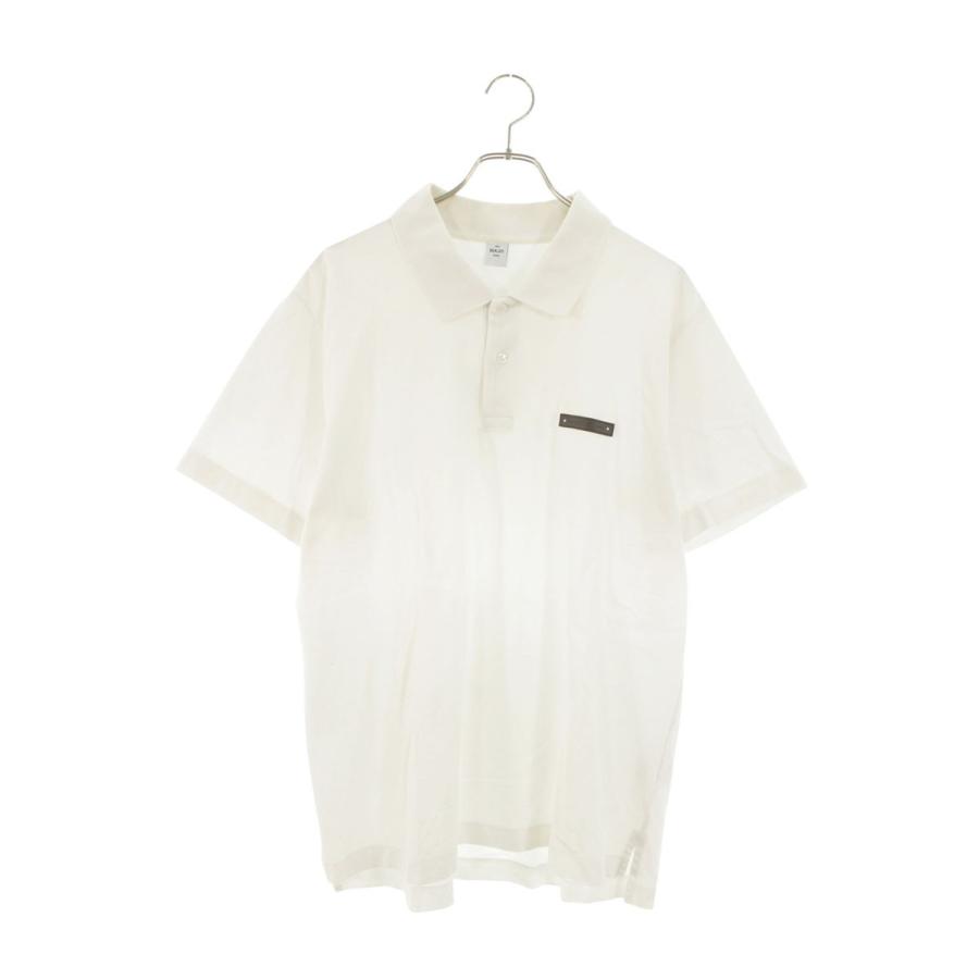 ベルルッティ  R23JP57CAKW レザーロゴパッチ付き半袖ポロシャツ メンズ 3XL Berluti（ベルルッティ） サイズ:3XL R23JP57CAKW レザーロゴパッチ