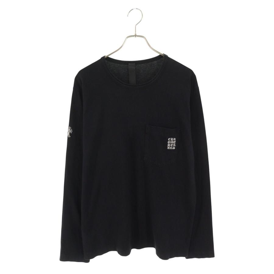 クロムハーツ サイズ:L  Y NOT 胸ロゴ刺繍長袖カットソー 中古 SJ02 CHROME HEARTS（クロムハーツ） 長袖カットソー サイズ:L Y NOT 胸ロゴ