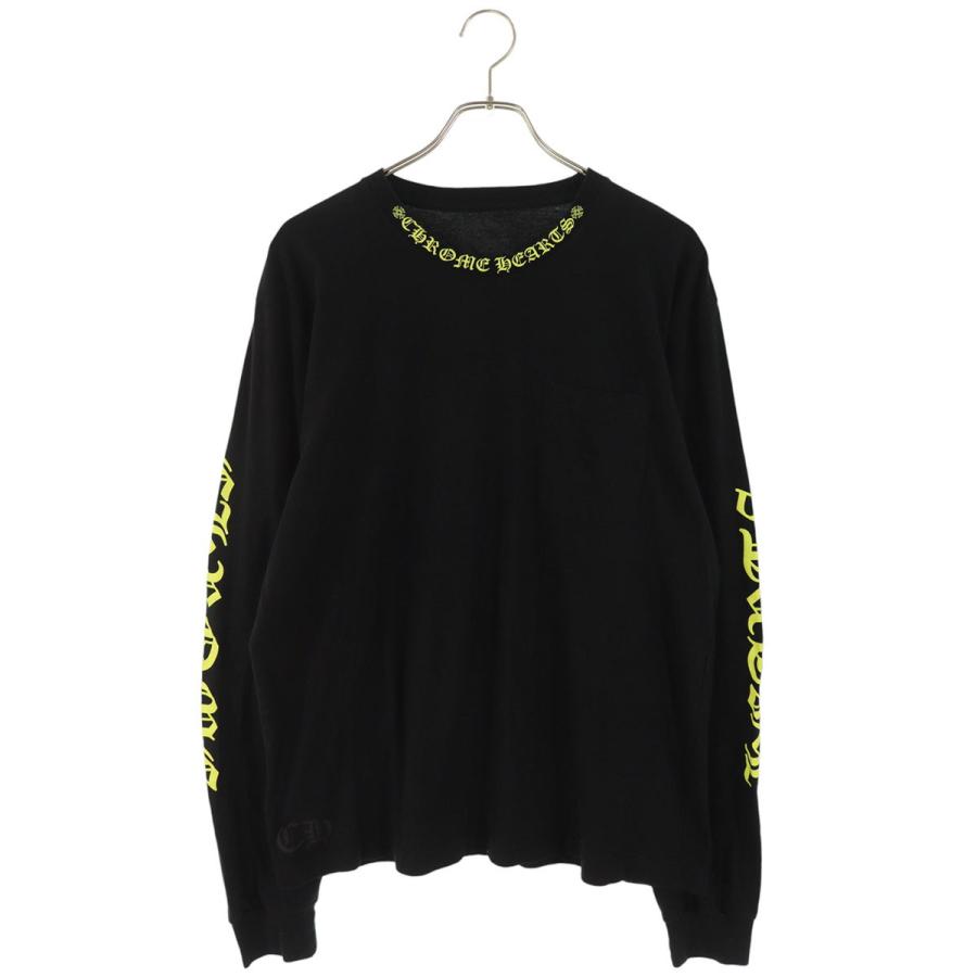 クロムハーツ サイズ:L CH L S 1 袖英字ネックロゴ長袖カットソー 中古 GZ11 CHROME HEARTS（クロムハーツ） サイズ:L CH L S 1 袖英字ネックロゴ