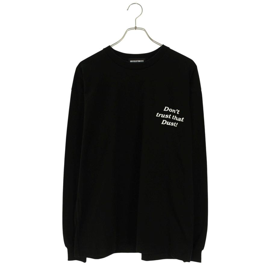 ゴッドセレクション XXX カットソー 長袖 ロゴプリント 黒 ブラック 美品 GOD SELECTION XXX ゴッドセレクショントリプルエックス サイズ:L ロゴ