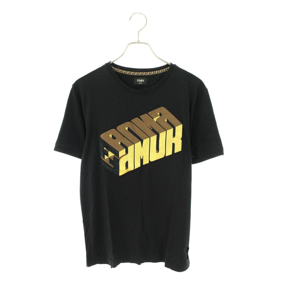 FENDI ブラック ロゴ Tシャツ Mサイズ