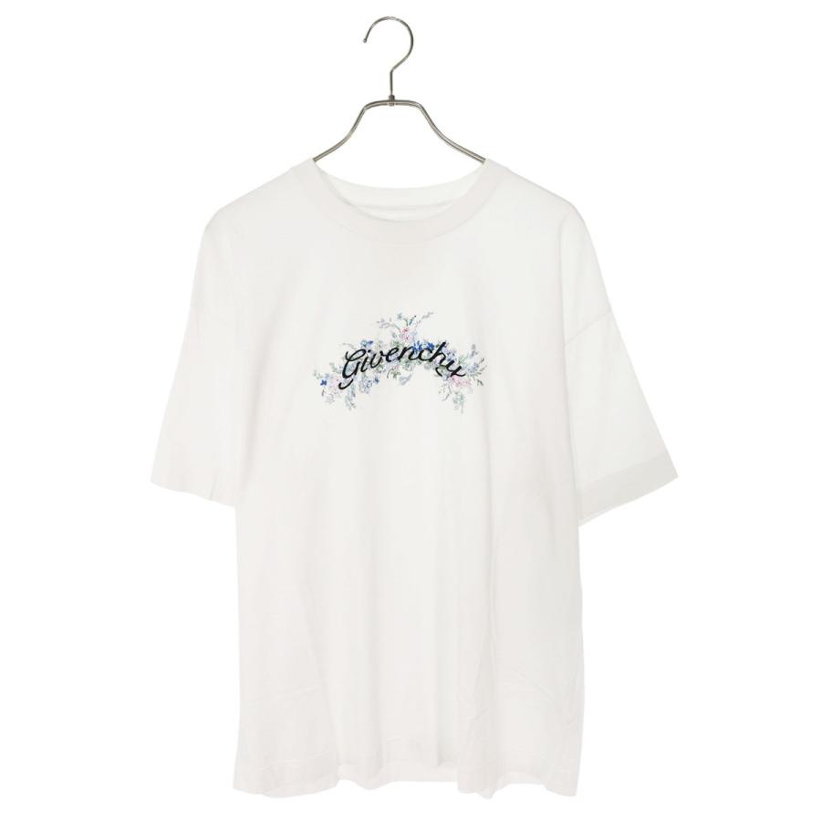 ジバンシィ サイズ:M  BM71JA3YMU フローラルプリントロゴ刺繍Tシャツ 中古 BS55 GIVENCHY（ジバンシィ） サイズ:M BM71JA3YMU フローラルプリントロゴ