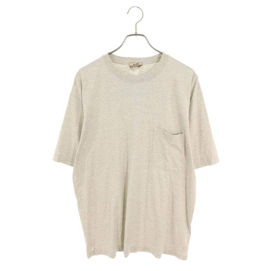 エルメス サイズ:L H刺繍チェストポケットTシャツ 中古 BS99 HERMES（エルメス） Tシャツ サイズ:XL Hロゴ刺繍ポケットTシャツ 中古