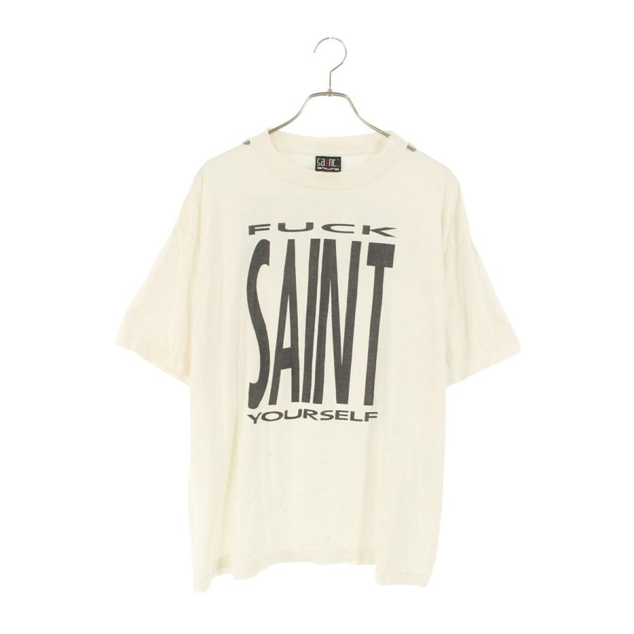 セントマイケル サイズ:XL  SM-HR8-0000-020 ヴィンテージ加工SAINT YOURSELFプリントTシャツ 中古 BS99 SAINT Mxxxxxx（セントマイケル） Tシャツ サイズ:L SM-HR8-0000-020