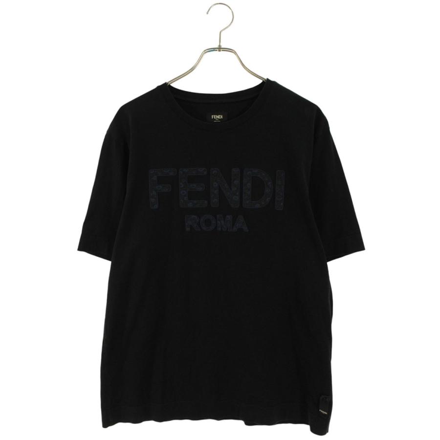 フェンディ サイズ:M  FY0936 AQJ7 ロゴ刺繍Tシャツ 中古 BS99 FENDI（フェンディ） サイズ:M FY0936 ロゴデザインTシャツ 中古 BS99