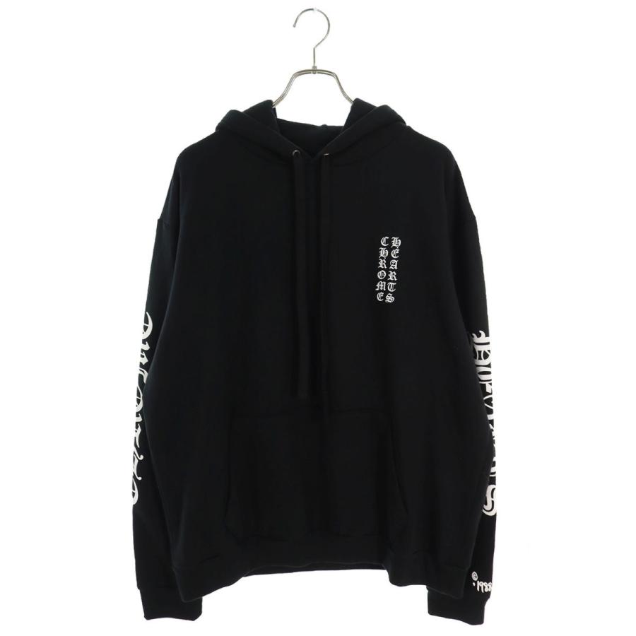 クロムハーツ サイズ:L  SWTSHRT PLVR 袖英字プリントプルオーバーパーカー 中古 SJ02 CHROME HEARTS クロムハーツ サイズ:L SWTSHRT PLVR 袖英字プリント