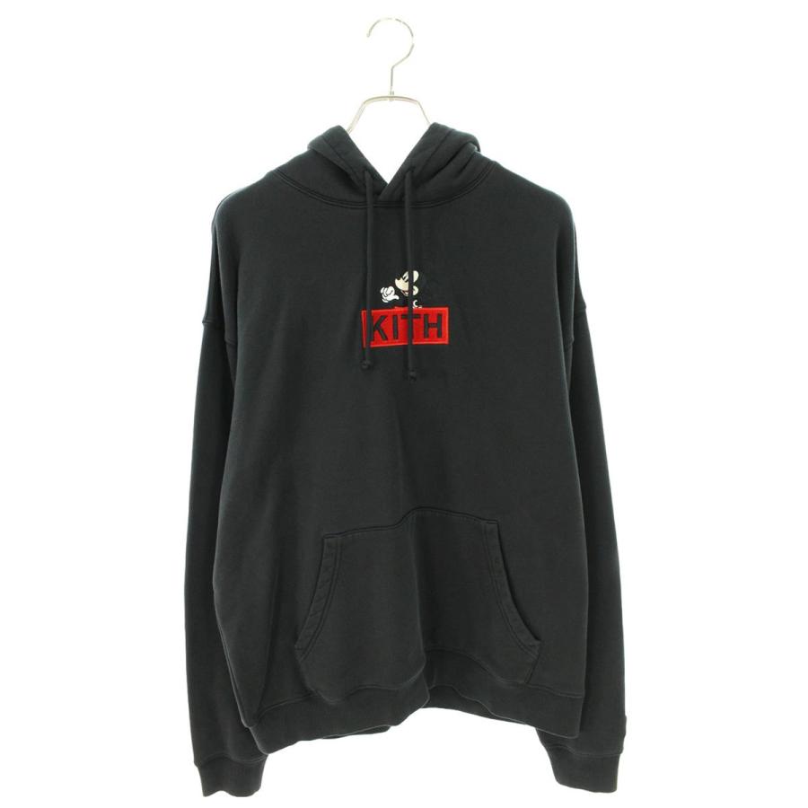 キス パーカー サイズ:L ミッキーマウスロゴ刺繍プルオーバーパーカー  