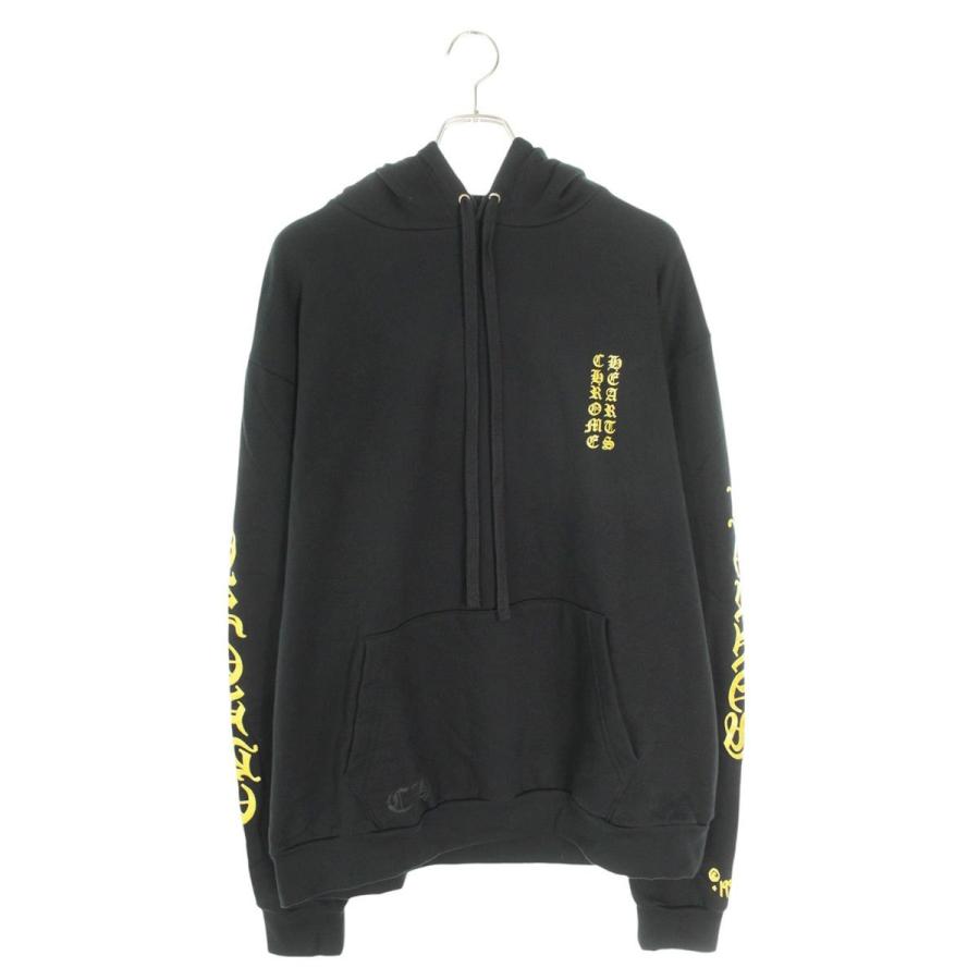 クロムハーツ サイズ:L  SWTSHRT PLVR オンライン限定ヴァーティカルロゴグリッタープリントパーカー 中古 SJ02 CHROME HEARTS（クロムハーツ） サイズ:L SWTSHRT PLVR オンライン限定