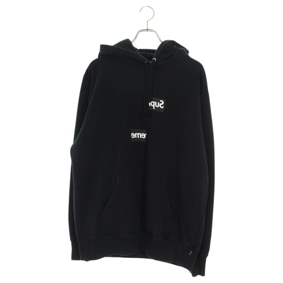 シュプリーム  コムデギャルソンシャツ サイズ:XL  18AW  Split Box Logo Hooded Sweatshirt スプリットボックスロゴプルオーバーパーカー 中古 OM10 Supreme（シュプリーム） パーカー コムデギャルソンシャツ 18AW