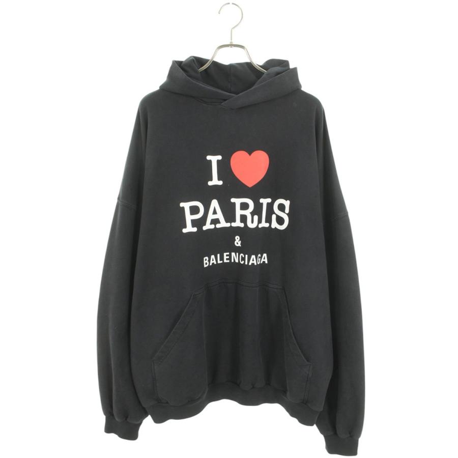 バレンシアガ サイズ:M  803265 TRVM6 フェード加工I Love Parisプルオーバーパーカー 中古 OM10 BALENCIAGA（バレンシアガ） サイズ:M 803265 TRVM6 フェード加工I