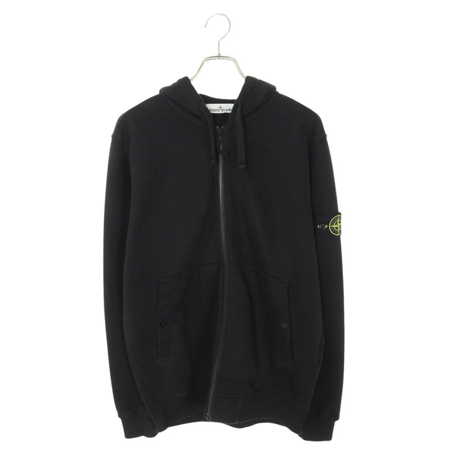【新品】STONE  ワッペン付 パーカー ブラック M STONE ISLAND 24AWモデル ストーンアイランド バッジワッペン付き