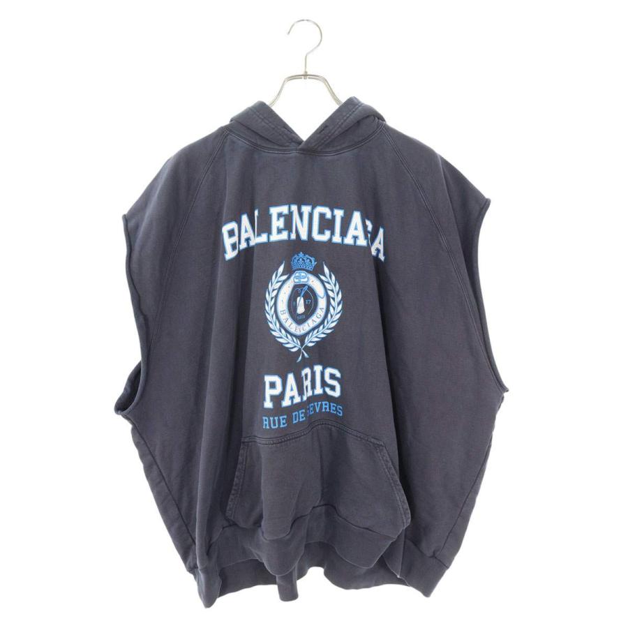 バレンシアガ サイズ:2  22SS  697875 TMV96 ロゴプリントノースリーブパーカー 中古 FK04 BALENCIAGA（バレンシアガ） サイズ:2 22SS 697875 TMV96 ロゴプリント