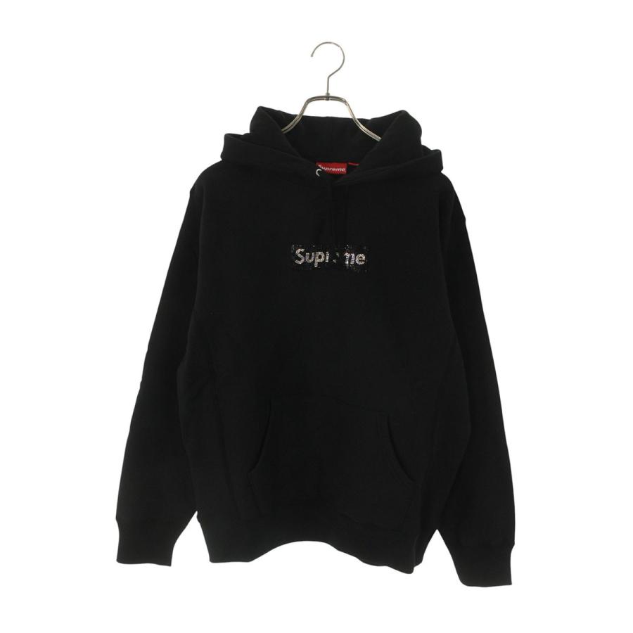 シュプリーム サイズ:M  19SS  Swarovski Box Logo Hooded Sweatshirt スワロフスキーボックスロゴフーデットパーカー 中古 OM10 Supreme（シュプリーム） パーカー サイズ:M 19SS Swarovski Box Logo