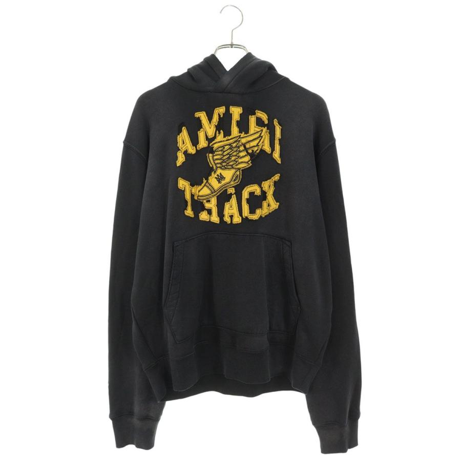 アミリ サイズ:L ロゴパッチヴィンテージ加工プルオーバーパーカー 中古 SB01 AMIRI（アミリ） サイズ:L ロゴパッチヴィンテージ加工プルオーバー