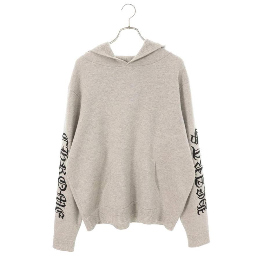 クロムハーツ サイズ:L  U LIFE SENTENCE アームロゴ刺繍カシミヤプルオーバーパーカー 中古 GZ11 CHROME HEARTS（クロムハーツ） パーカー サイズ:L U LIFE SENTENCE