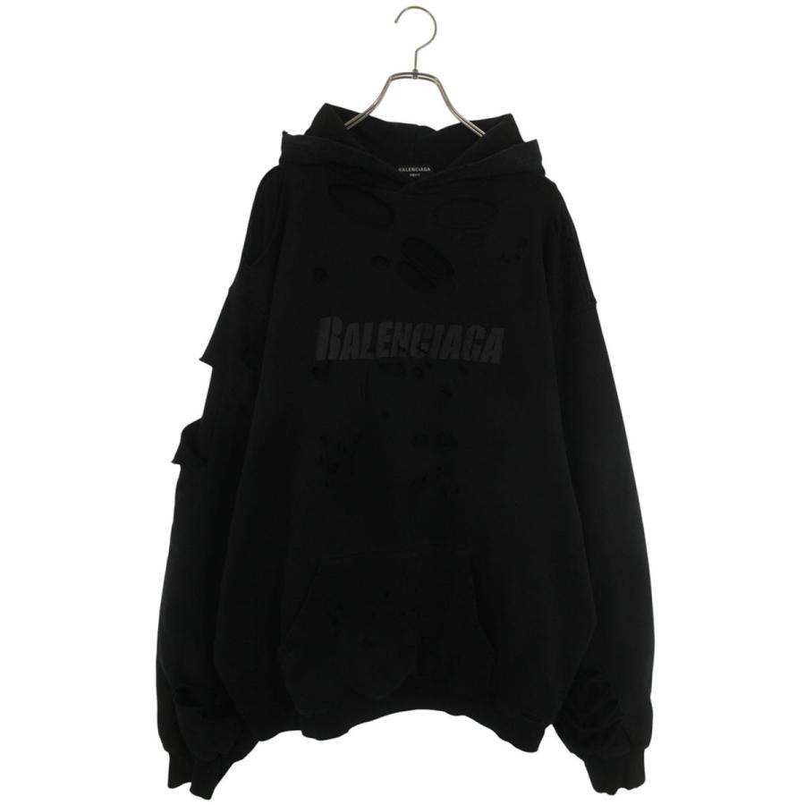 バレンシアガ  659403 TKVB6 デストロイ加工ロゴミディアムフリースパーカー メンズ S BALENCIAGA（バレンシアガ） サイズ:XXS 659403 TKVB6 デストロイ加工