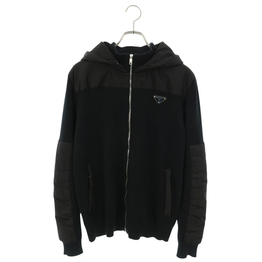 プラダ  UMG107 トライアングルロゴナイロン切替ニットパーカー メンズ 50 PRADA（プラダ） サイズ:50 UMG107 トライアングルロゴナイロン切替