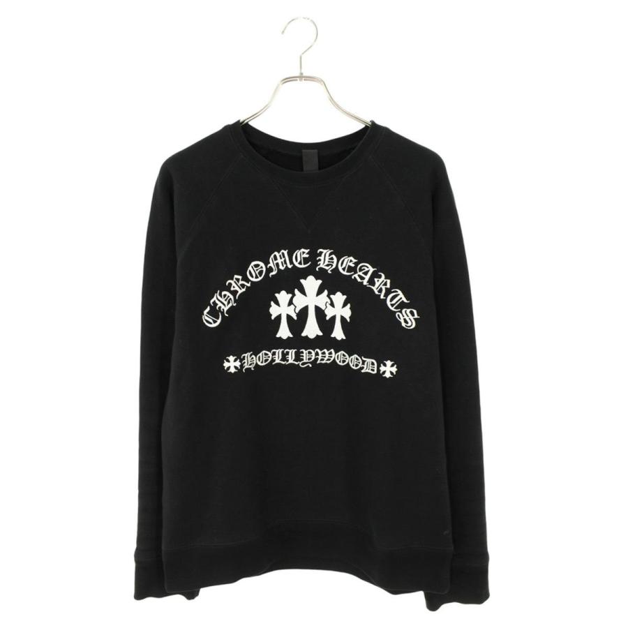 クロムハーツ サイズ:M  U SAILIN ON CREW ラベル付きトリプルクロスロゴ刺繍スウェット 中古 OK15 CHROME HEARTS（クロムハーツ） サイズ:M U SAILIN ON CREW ラベル付き