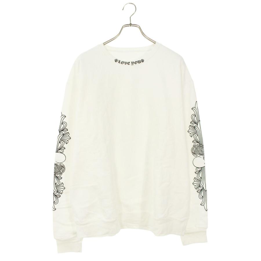 クロムハーツ サイズ:M  SWTSHRT PLVR 袖フローラルハートラブユースウェット 中古 OS06 CHROME HEARTS（クロムハーツ） スウェット サイズ:M SWTSHRT PLVR 袖