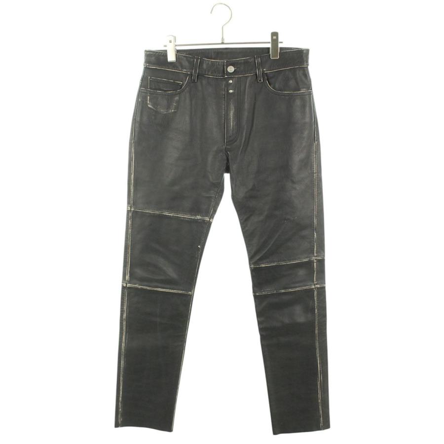 エムエムシックス サイズ:30インチ  22AW  S62LB0099 カーフスキンヴィンテージ加工レザーロングパンツ 中古 OM10 MM6 エムエムシックス サイズ:30インチ 22AW S62LB0099 カーフスキン