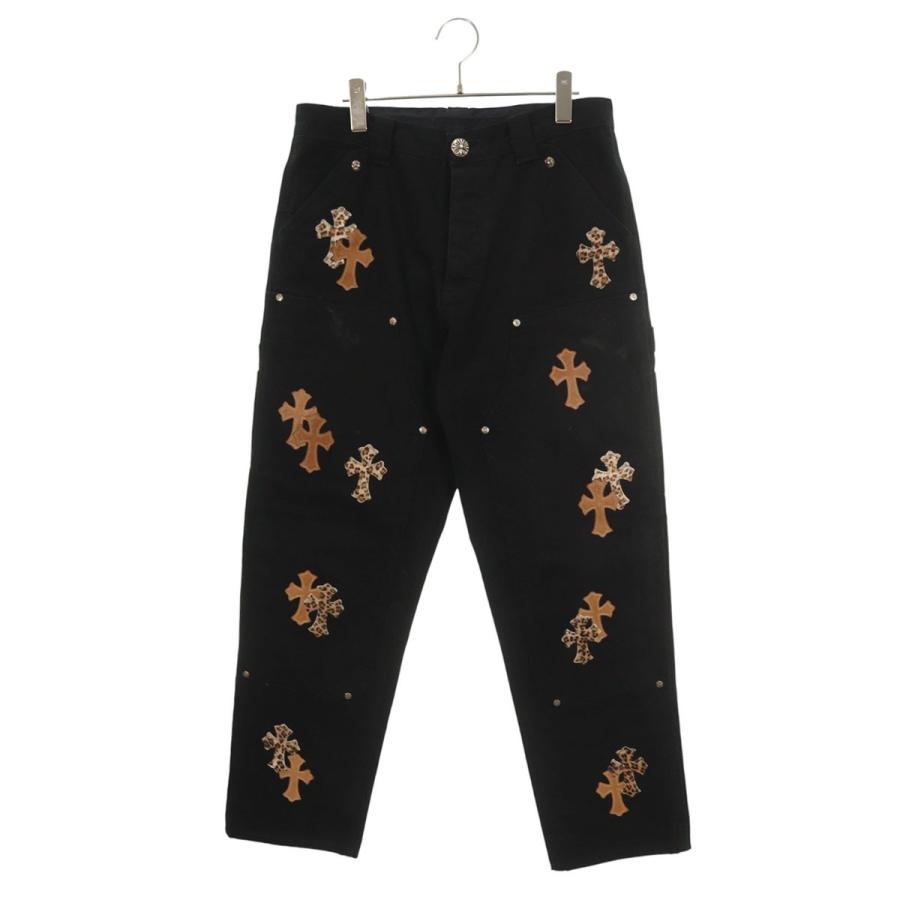 クロムハーツ  CARPENTER CNVS BLK クロスパッチ付きカーペンターロングパンツ メンズ 30inch CHROME HEARTS（クロムハーツ） ロングパンツ 30inch CARPENTER CNVS